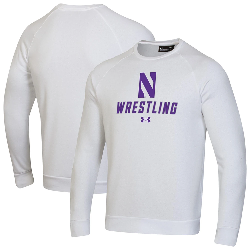 Men's Under Armour Northwestern Wildcats Wrestling Rival Fleece Raglan Pullover Sweatshirt