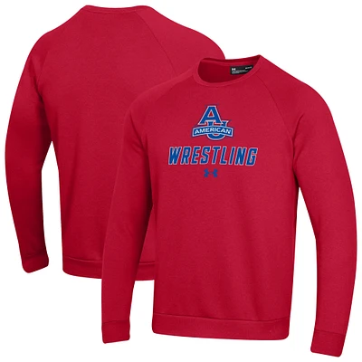 Men's Under Armour American University Eagles Wrestling Rival Fleece Raglan Pullover Sweatshirt