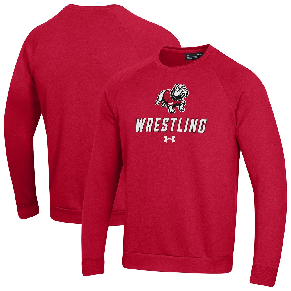 Men's Under Armour Scarlet Gardner-Webb Bulldogs Wrestling Rival Fleece Raglan Pullover Sweatshirt