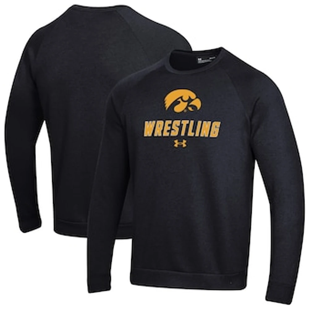 Men's Under Armour Iowa Hawkeyes Wrestling Rival Fleece Raglan Pullover Sweatshirt