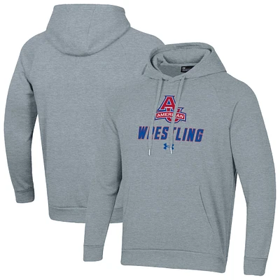 Men's Under Armour American University Eagles Wrestling Rival Fleece Raglan Hooded Sweatshirt