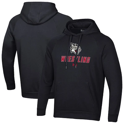 Men's Under Armour Davidson Wildcats Wrestling Rival Fleece Raglan Hooded Sweatshirt