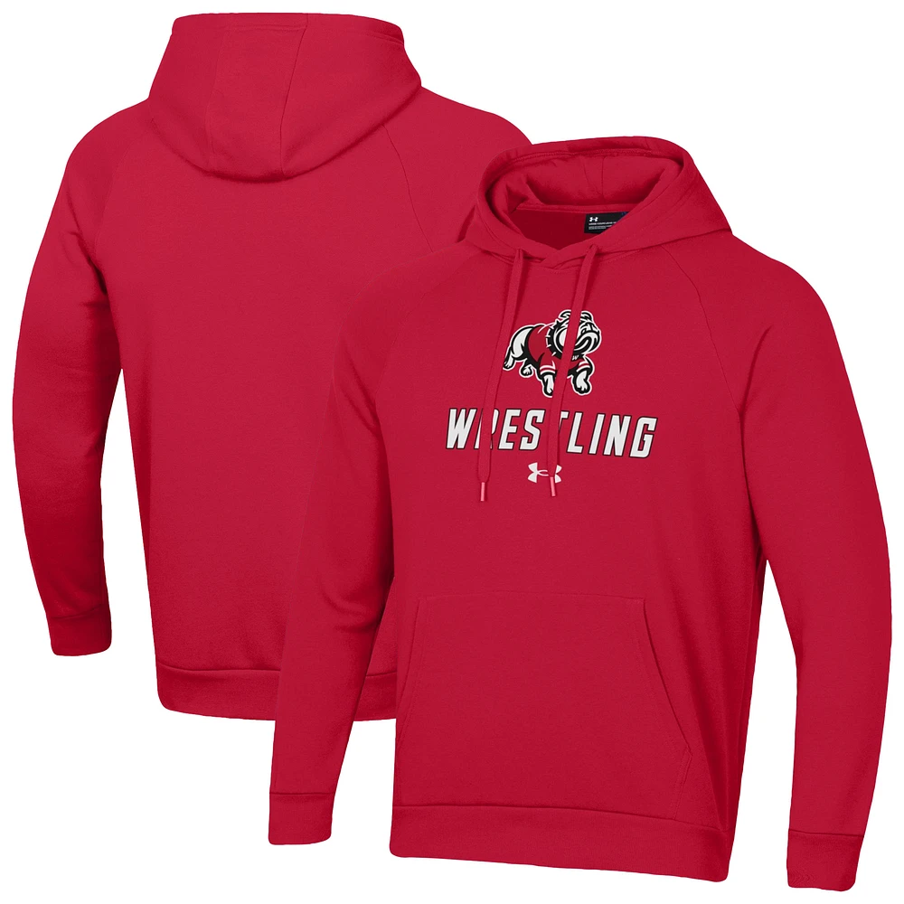 Men's Under Armour Scarlet Gardner-Webb Bulldogs Wrestling Rival Fleece Raglan Hooded Sweatshirt