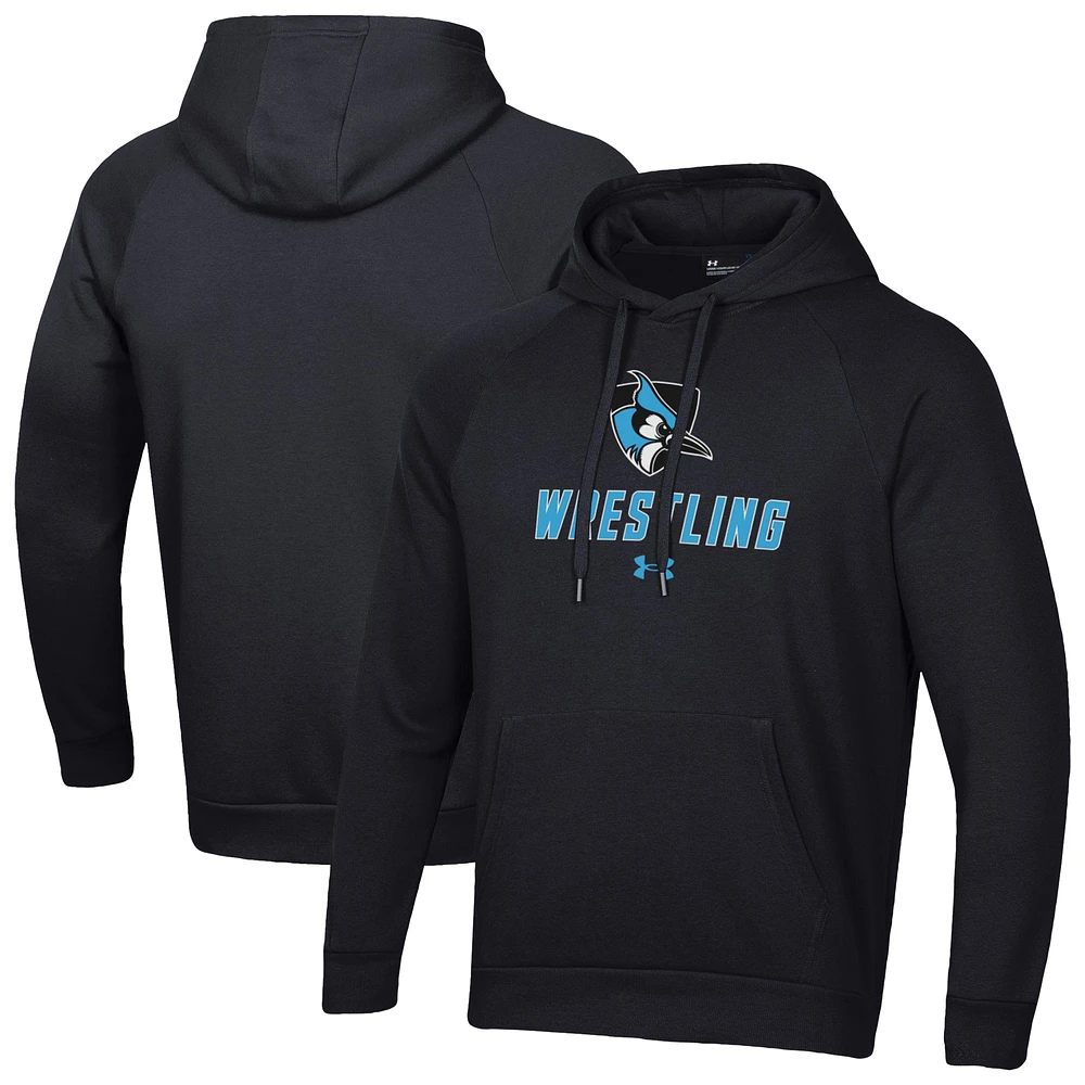 Men's Under Armour Johns Hopkins Blue Jays Wrestling Rival Fleece Raglan Hooded Sweatshirt