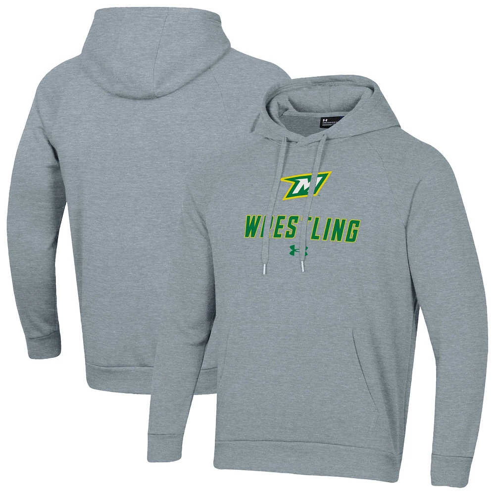 Men's Under Armour Gray McDaniel Green Terror Wrestling Rival Fleece Raglan Hooded Sweatshirt