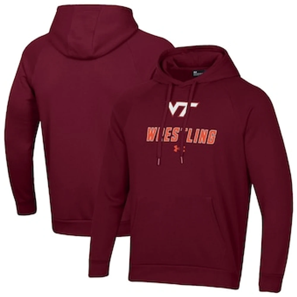 Men's Under Armour Maroon Virginia Tech Hokies Wrestling Rival Fleece Raglan Hooded Sweatshirt