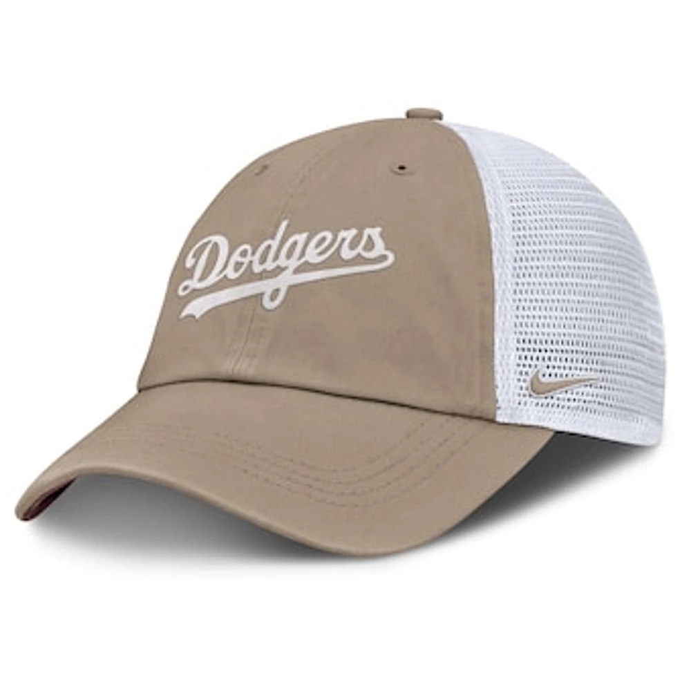 Unisex Nike Khaki/White Los Angeles Dodgers Mother's Day Club Trucker Adjustable Hat