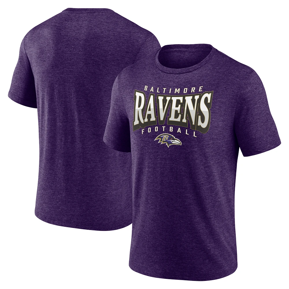 Men's Purple Baltimore Ravens Divided Warp Tri-Blend T-Shirt