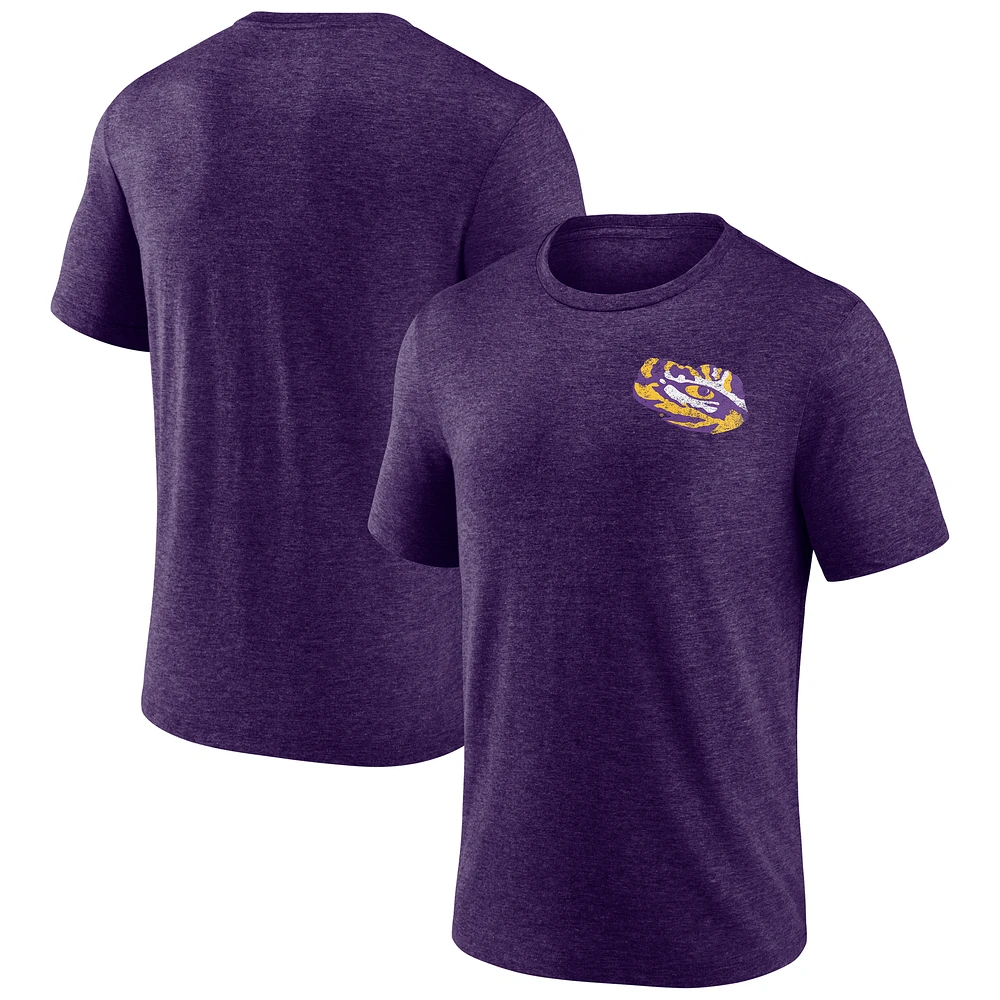Men's Purple LSU Tigers Distressed Primary Logo Tri-Blend T-Shirt