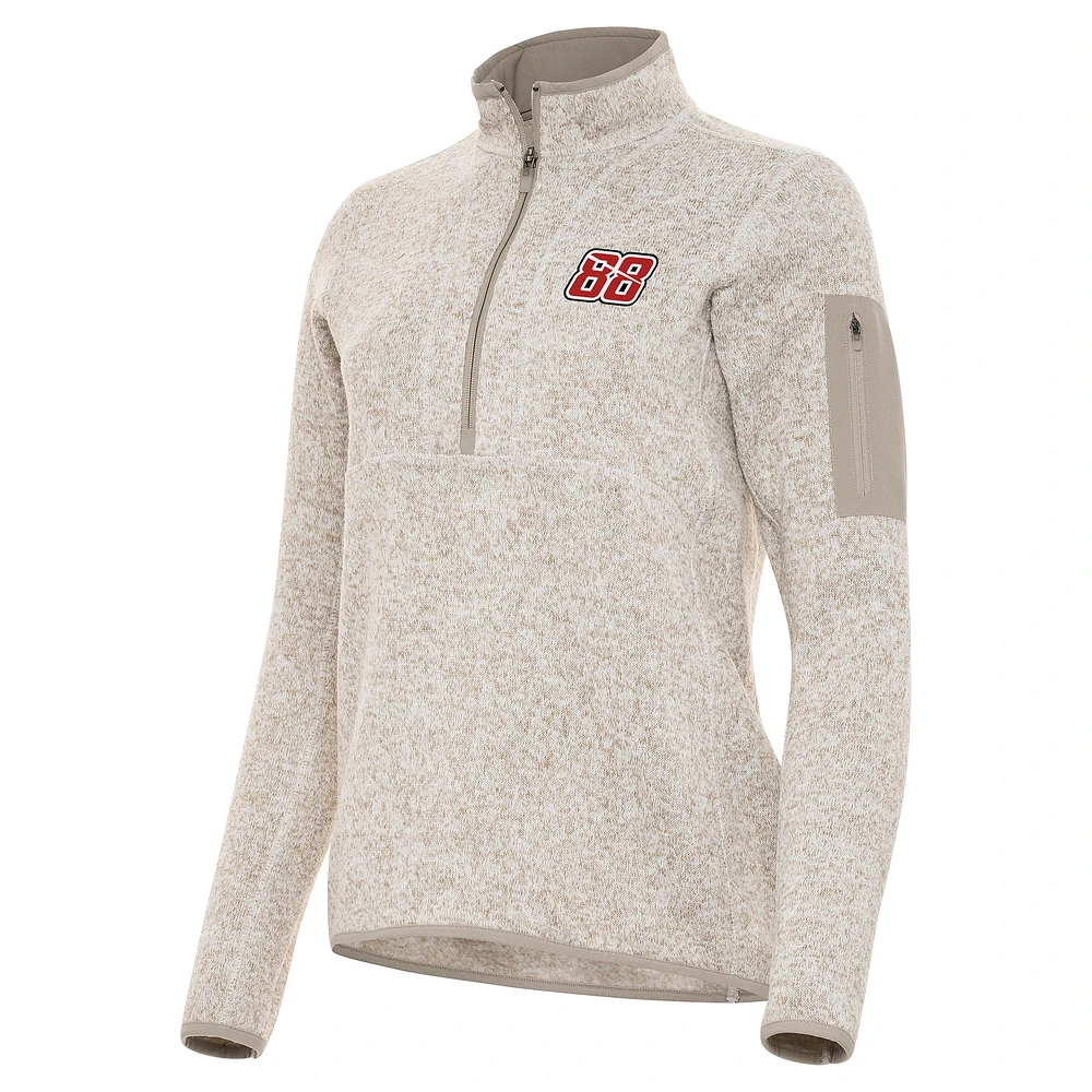 Women's Antigua Oatmeal Shane van Gisbergen Fortune Half-Zip Pullover Sweatshirt