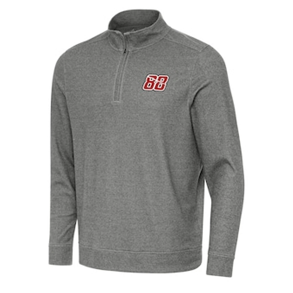 Men's Antigua Heather Shane van Gisbergen Subtle Quarter-Zip Pullover Sweatshirt