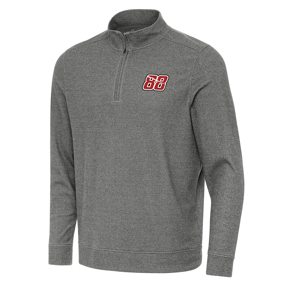 Men's Antigua Heather Black Shane van Gisbergen Subtle Quarter-Zip Pullover Sweatshirt