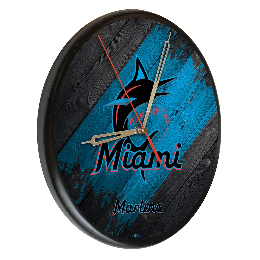 Miami Marlins 13" Solid Wood Clock