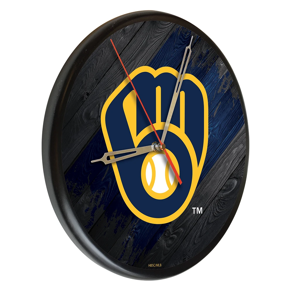 Milwaukee Brewers 13" Solid Wood Clock
