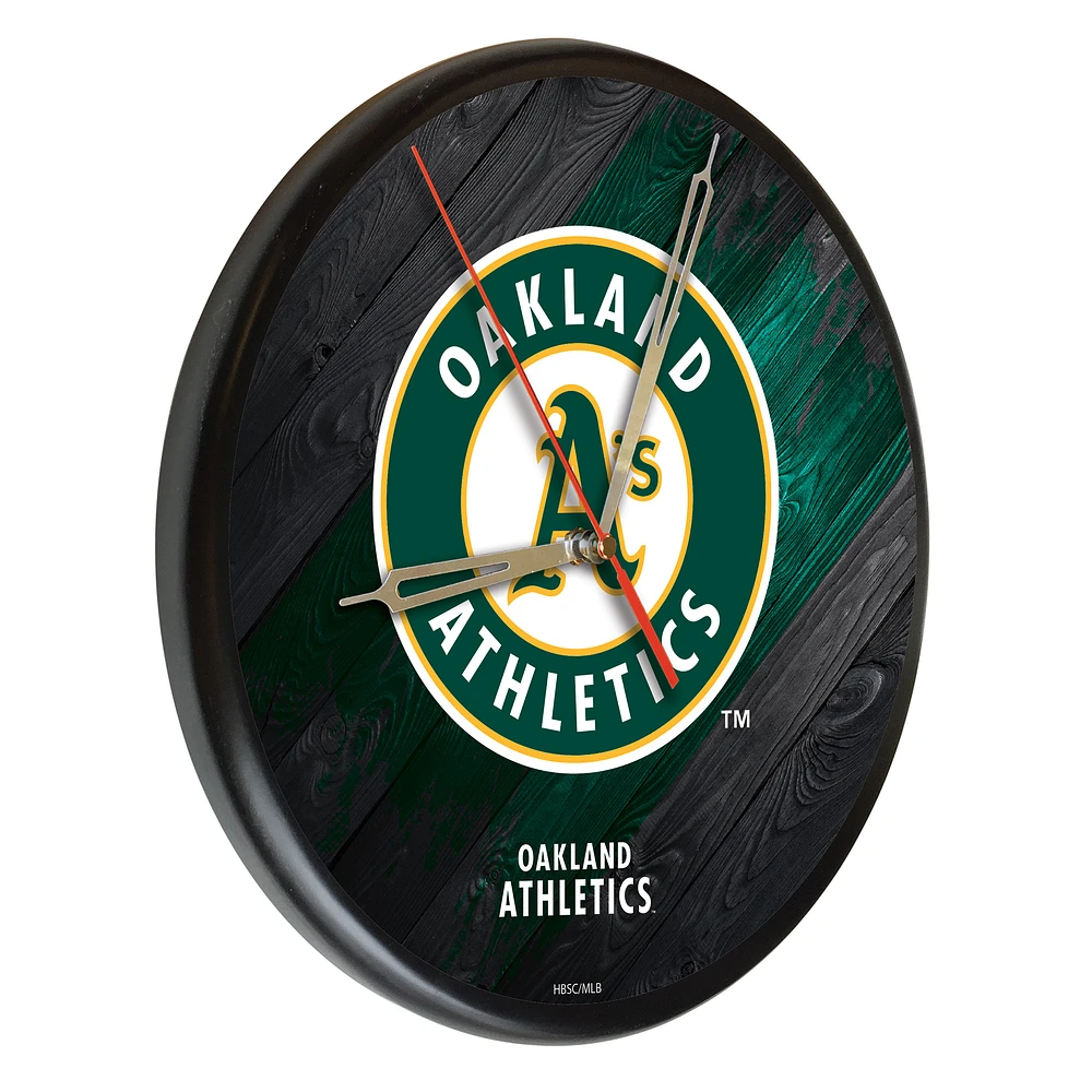 Oakland Athletics 13" Solid Wood Clock
