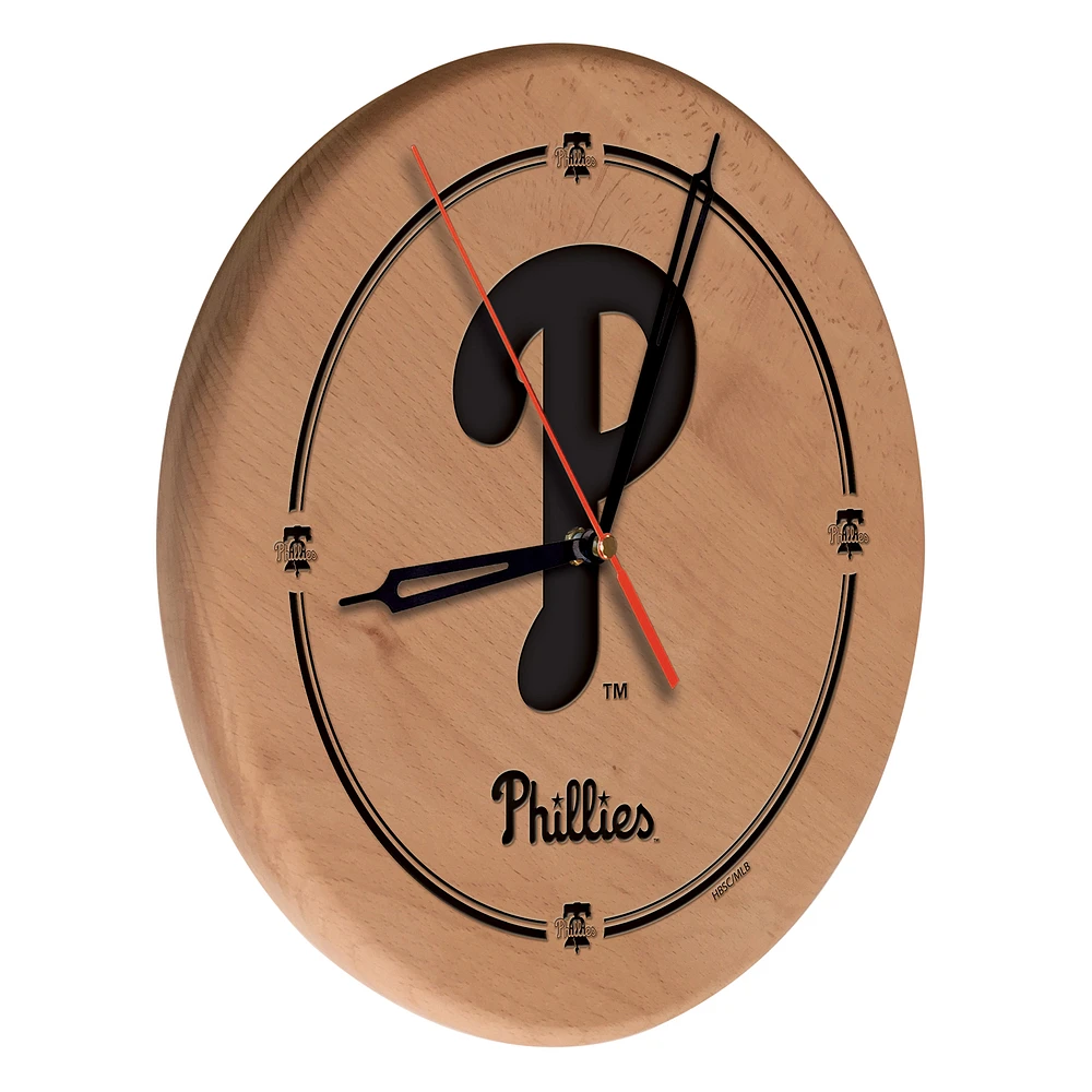 Philadelphia Phillies 13" Engraved Solid Wood Clock