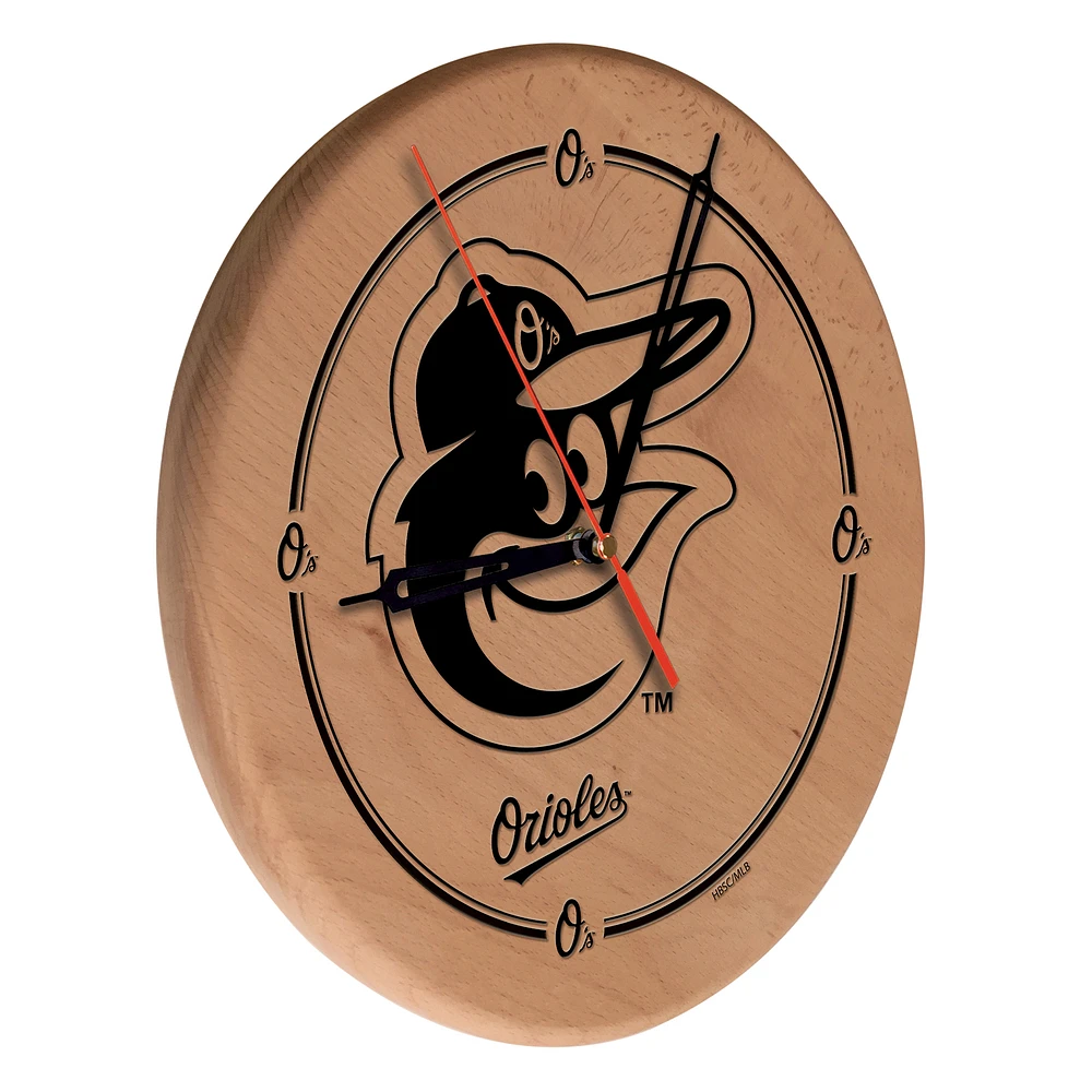 Baltimore Orioles 13" Engraved Solid Wood Clock