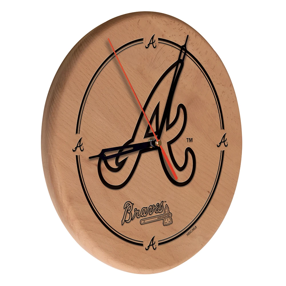 Atlanta Braves 13" Engraved Solid Wood Clock