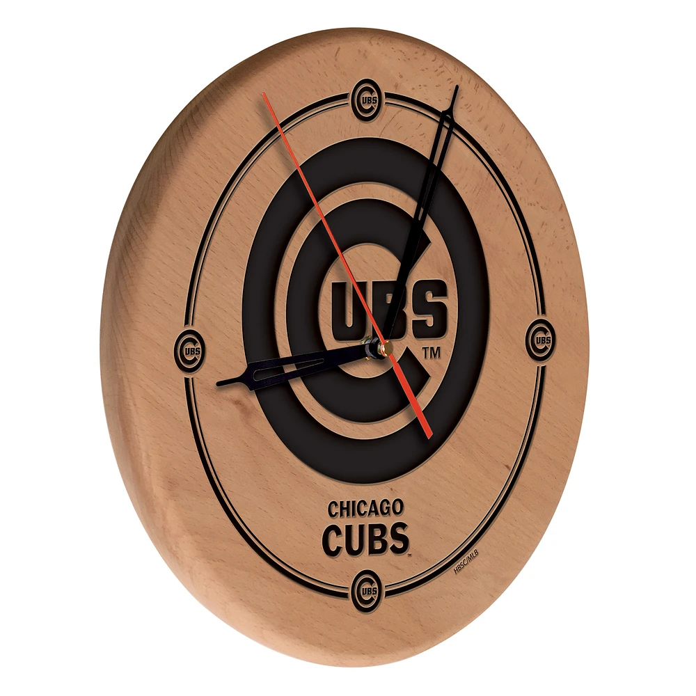 Chicago Cubs 13" Engraved Solid Wood Clock