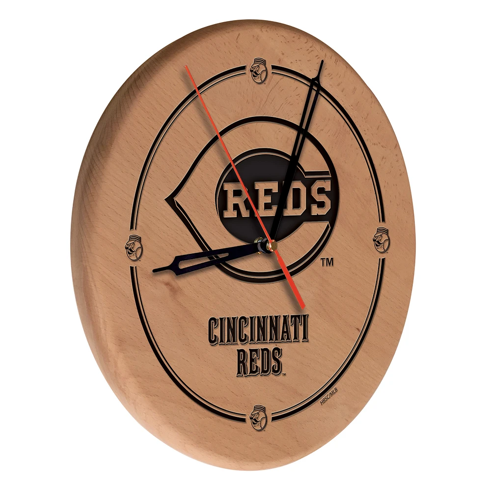 Cincinnati Reds 13" Engraved Solid Wood Clock