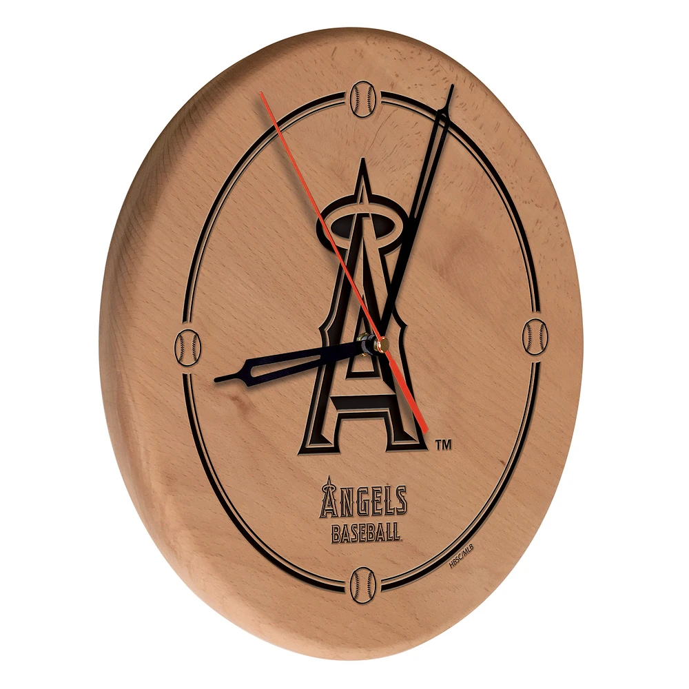 Los Angeles Angels 13" Engraved Solid Wood Clock