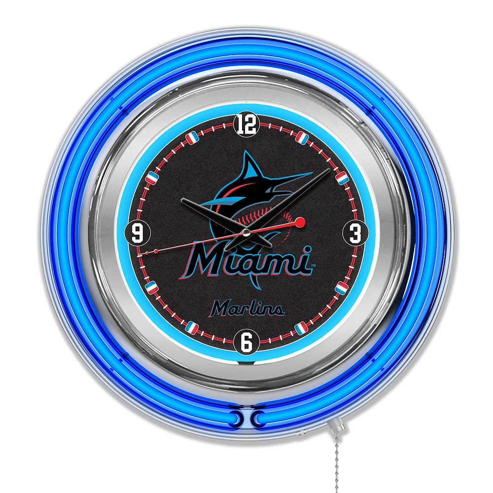 Miami Marlins Double-Walled Neon Clock