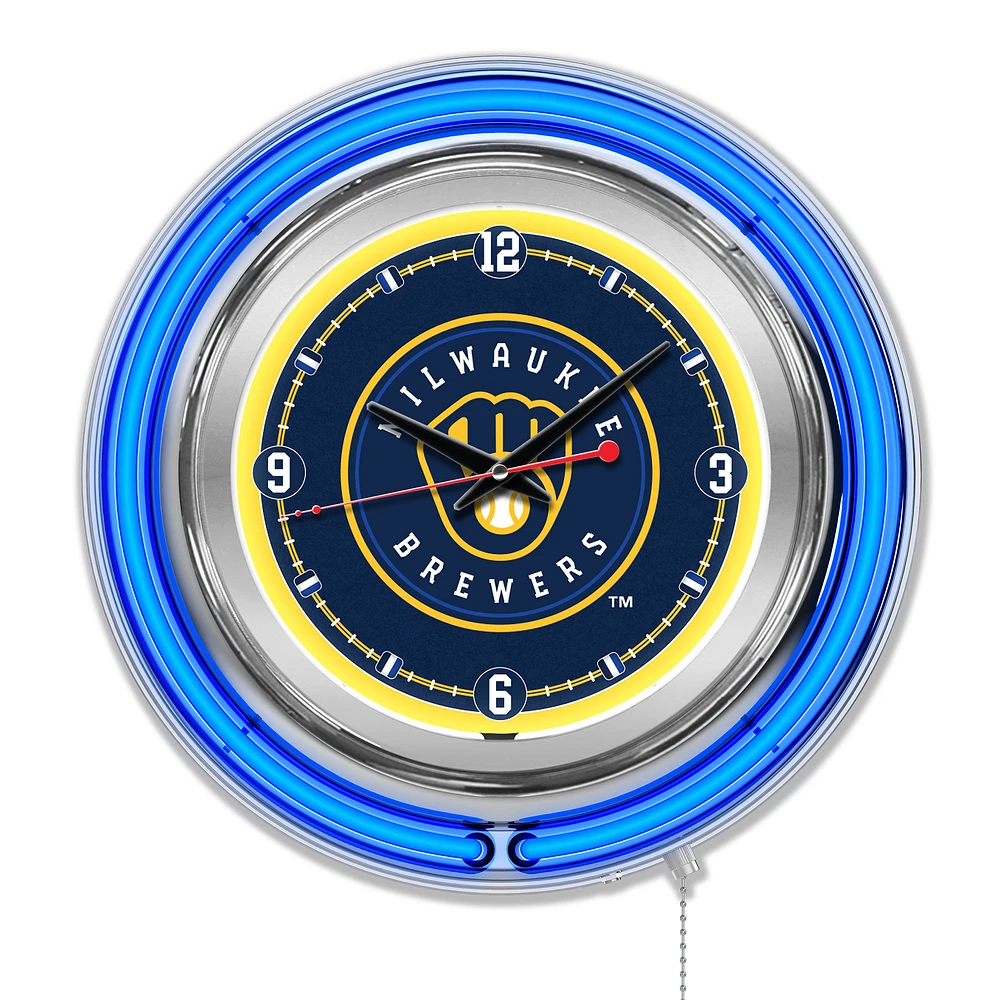 Milwaukee Brewers Double-Walled Neon Clock