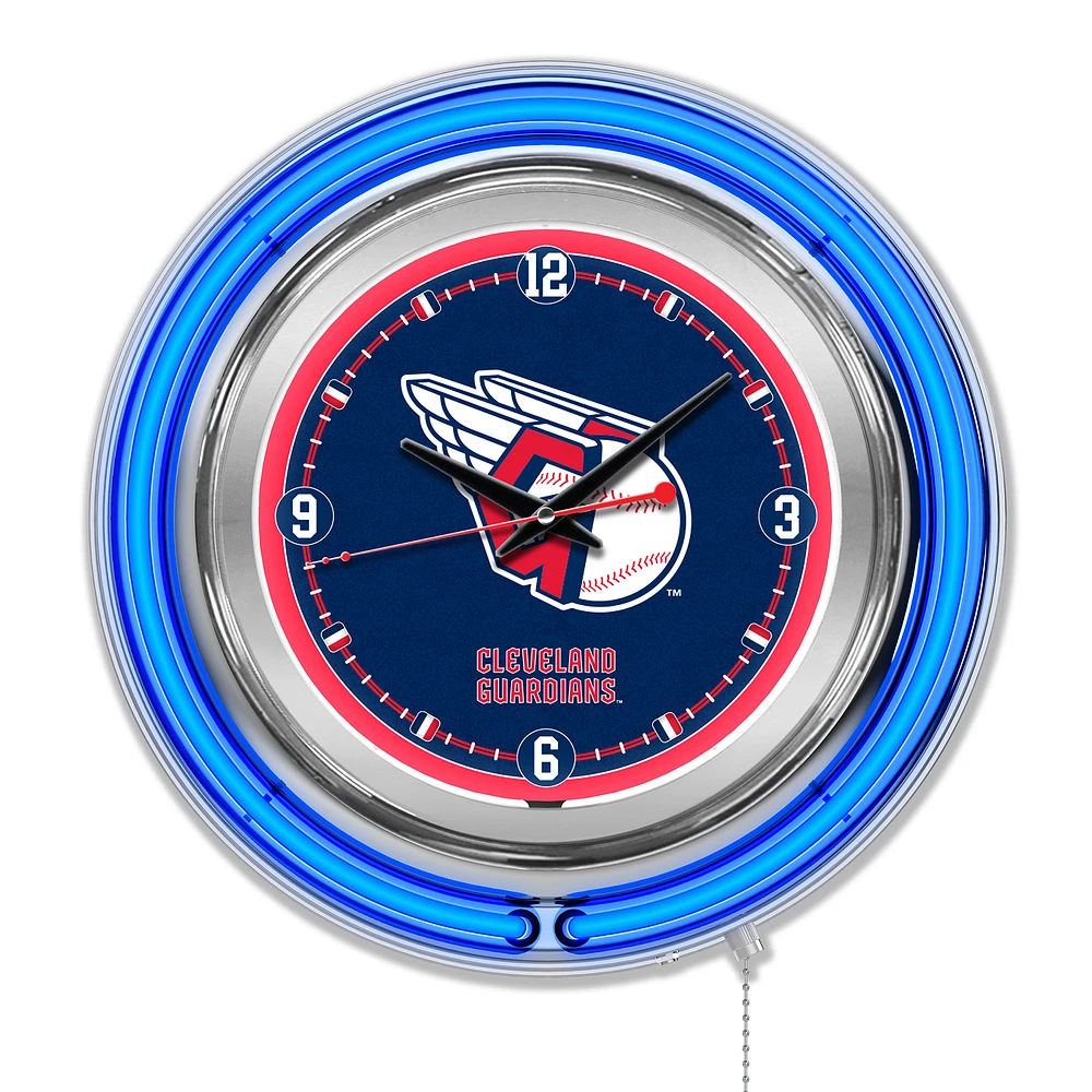 Cleveland Guardians Double-Walled Neon Clock