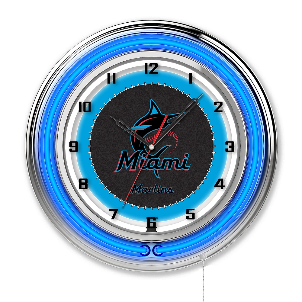 Miami Marlins 19" Double Neon Wall Clock