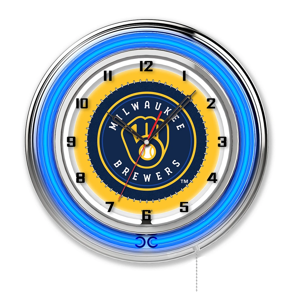 Milwaukee Brewers 19" Double Neon Wall Clock