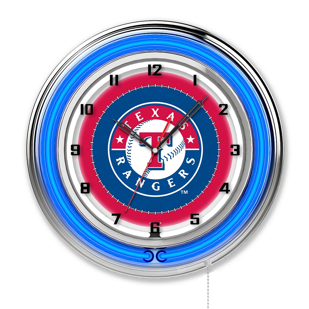 Texas Rangers 19" Double Neon Wall Clock