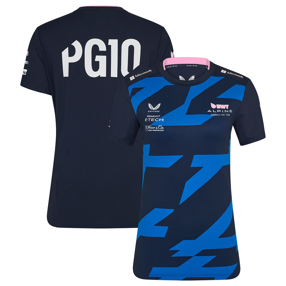Women's Castore Pierre Gasly Navy Alpine 2025 Team Wear Driver T-Shirt