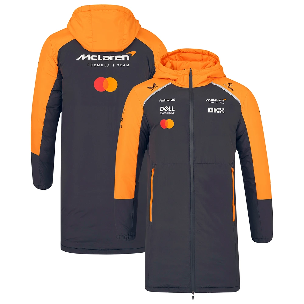 Unisex McLaren Anthracite/Orange F1 Team 2025 Replica Full-Zip Longline Rain Jacket