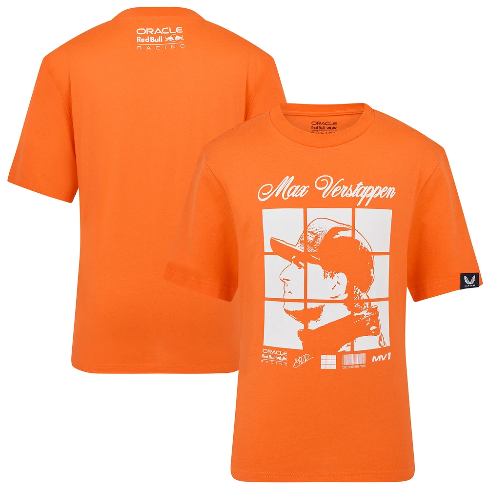 Youth Max Verstappen Orange Red Bull Racing Driver Puzzle T-Shirt