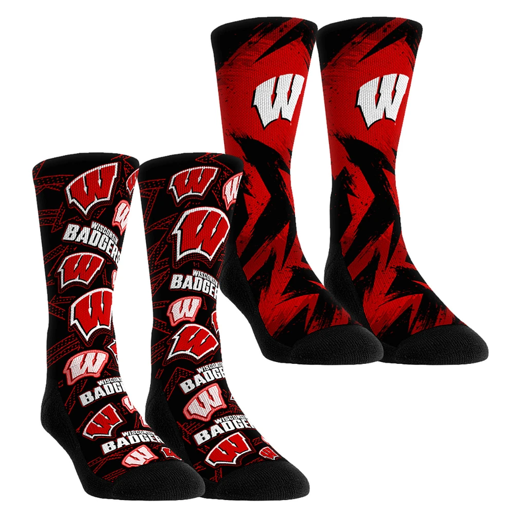 Unisex Rock Em Socks Wisconsin Badgers Game Day Two-Pack Crew Set