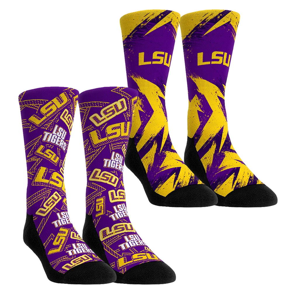Unisex Rock Em Socks LSU Tigers Game Day Two-Pack Crew Set