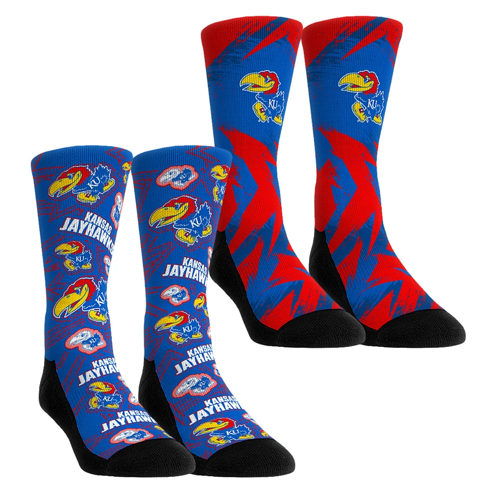 Unisex Rock Em Socks Kansas Jayhawks Game Day Two-Pack Crew Set