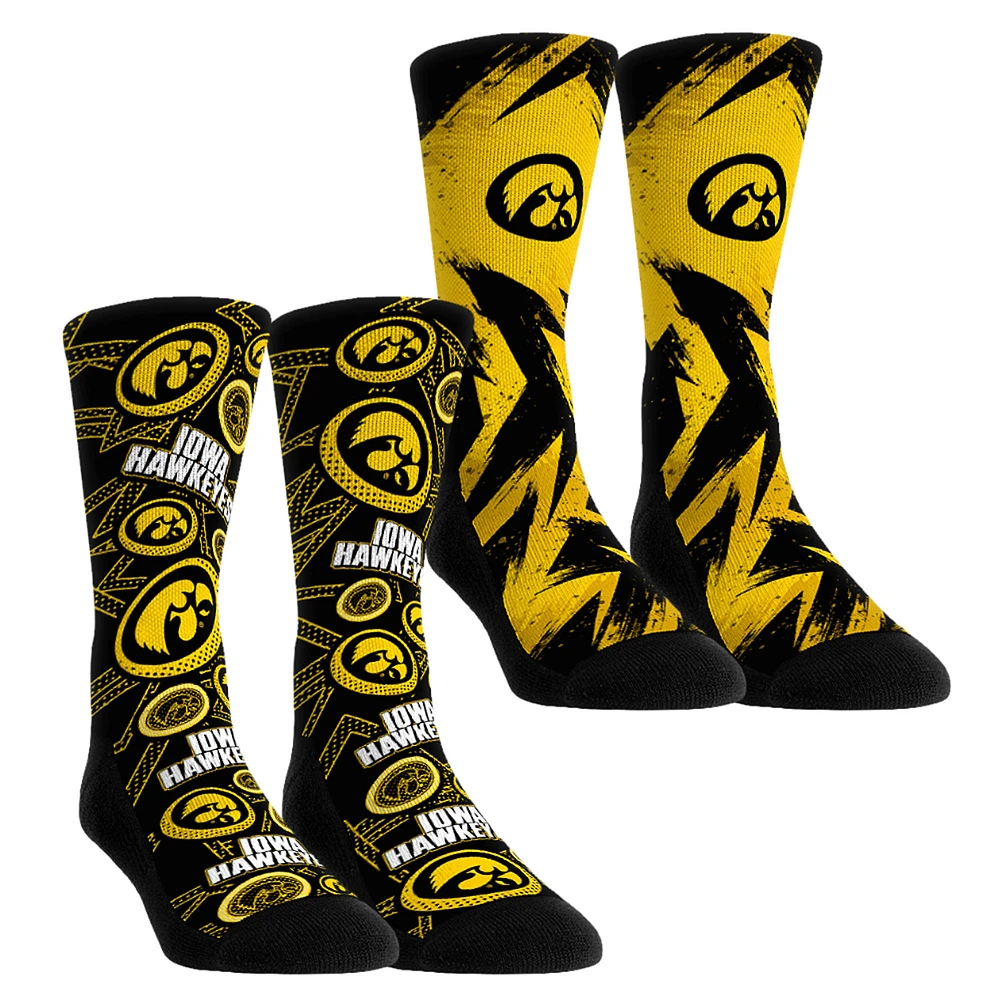 Unisex Rock Em Socks Iowa Hawkeyes Game Day Two-Pack Crew Set