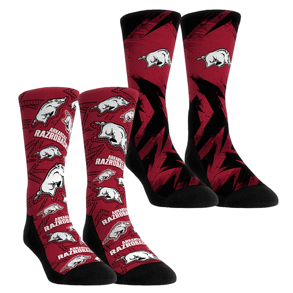 Youth Rock Em Socks Arkansas Razorbacks Game Day Two-Pack Crew Set