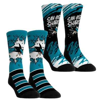 Youth Rock Em Socks San Jose Sharks Ice Breaker Two-Pack Crew Set