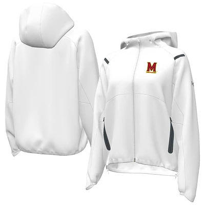 Women's Under Armour White Maryland Terrapins UA Storm Raglan Woven Full-Zip Hoodie
