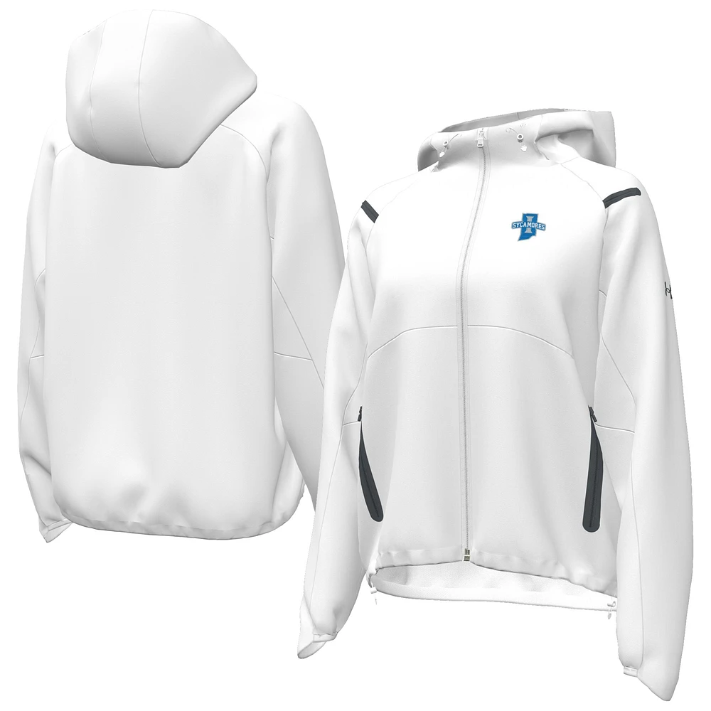 Women's Under Armour White Indiana State Sycamores UA Storm Raglan Woven Full-Zip Hoodie