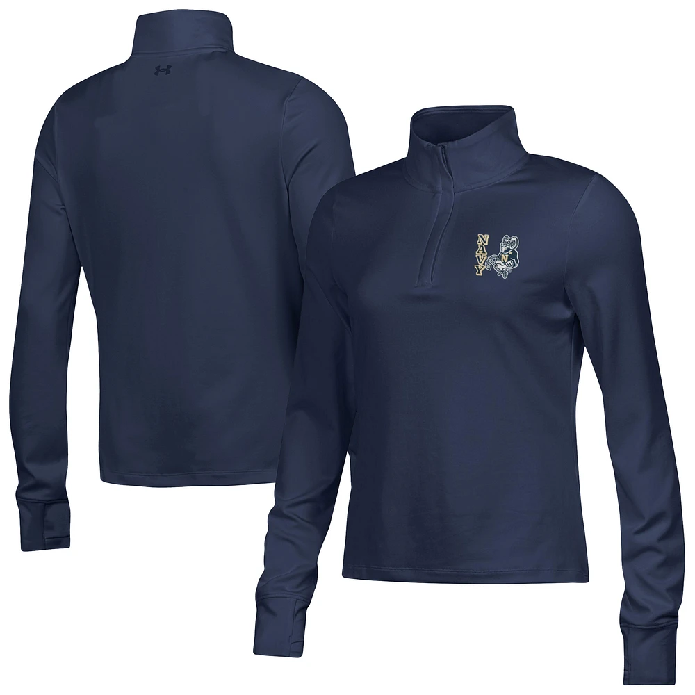 Women's Under Armour Navy Navy Midshipmen Motion Quarter-Zip Top