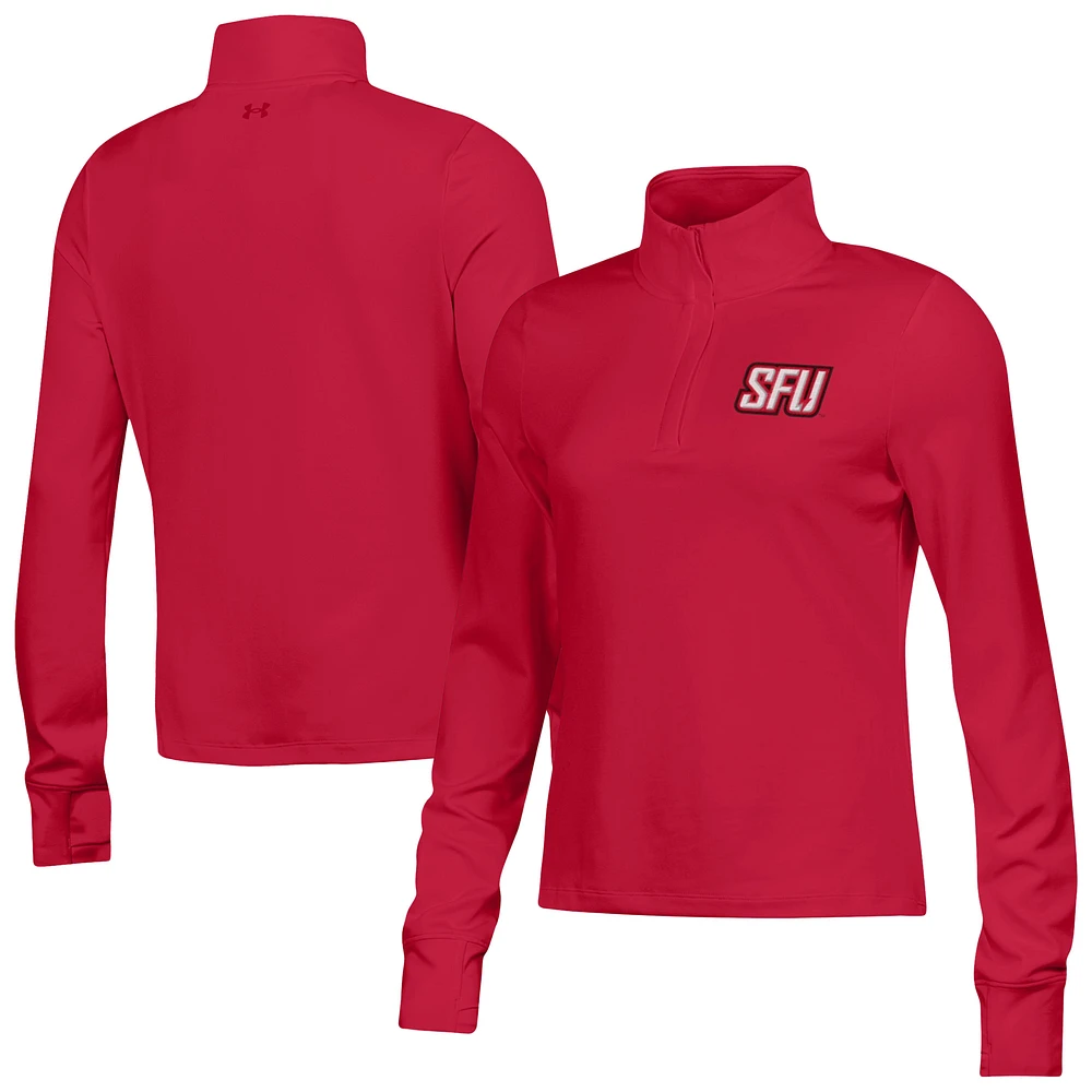 Women's Under Armour Red Saint Francis Flash Motion Quarter-Zip Top