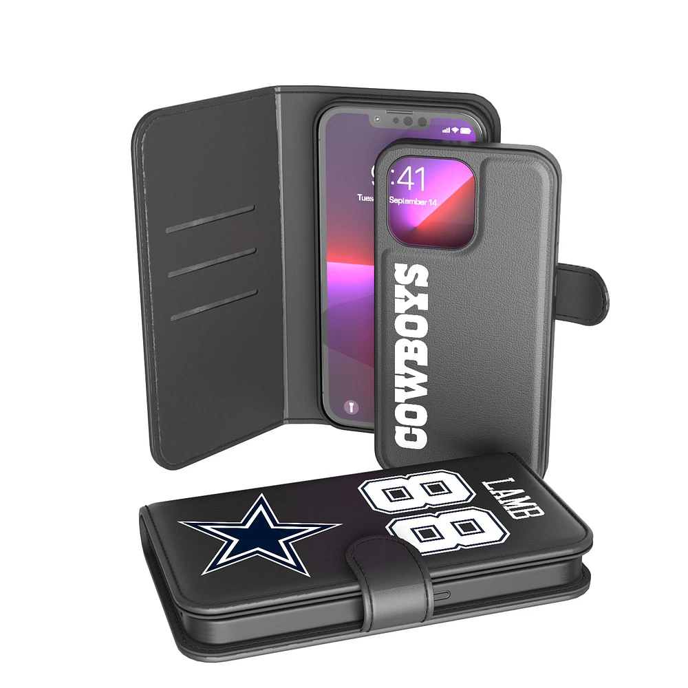 Keyscaper CeeDee Lamb Black Dallas Cowboys iPhone Wallet Case