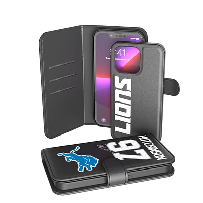 Keyscaper Aidan Hutchinson Black Detroit Lions iPhone Wallet Case