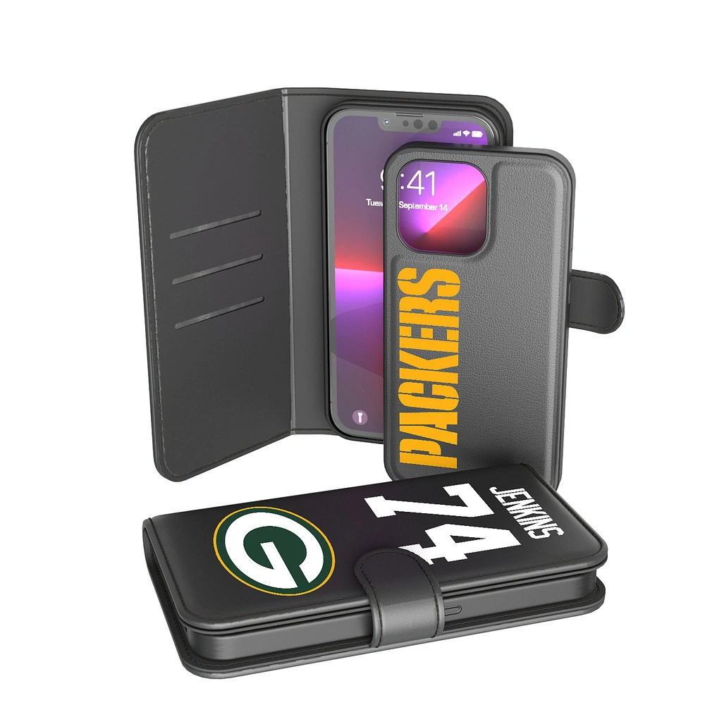 Keyscaper Elgton Jenkins Black Green Bay Packers iPhone Wallet Case