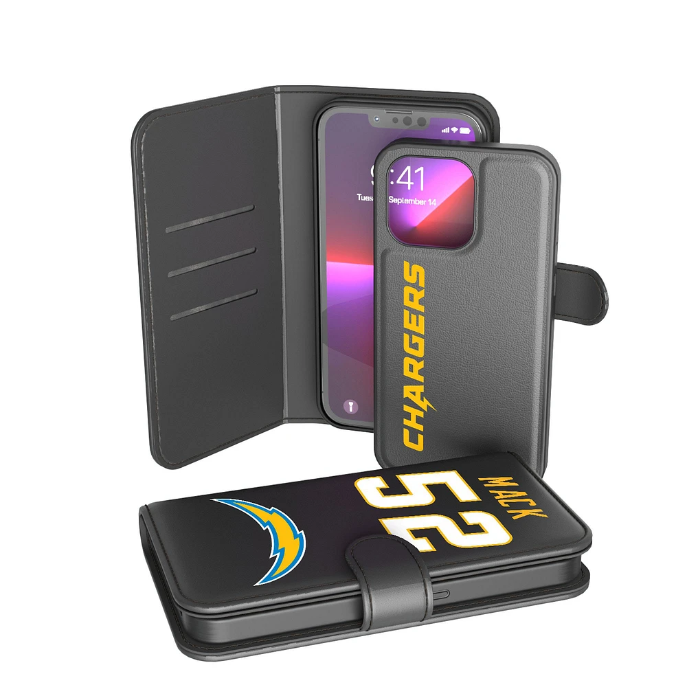 Keyscaper Khalil Mack Black Los Angeles Chargers iPhone Wallet Case