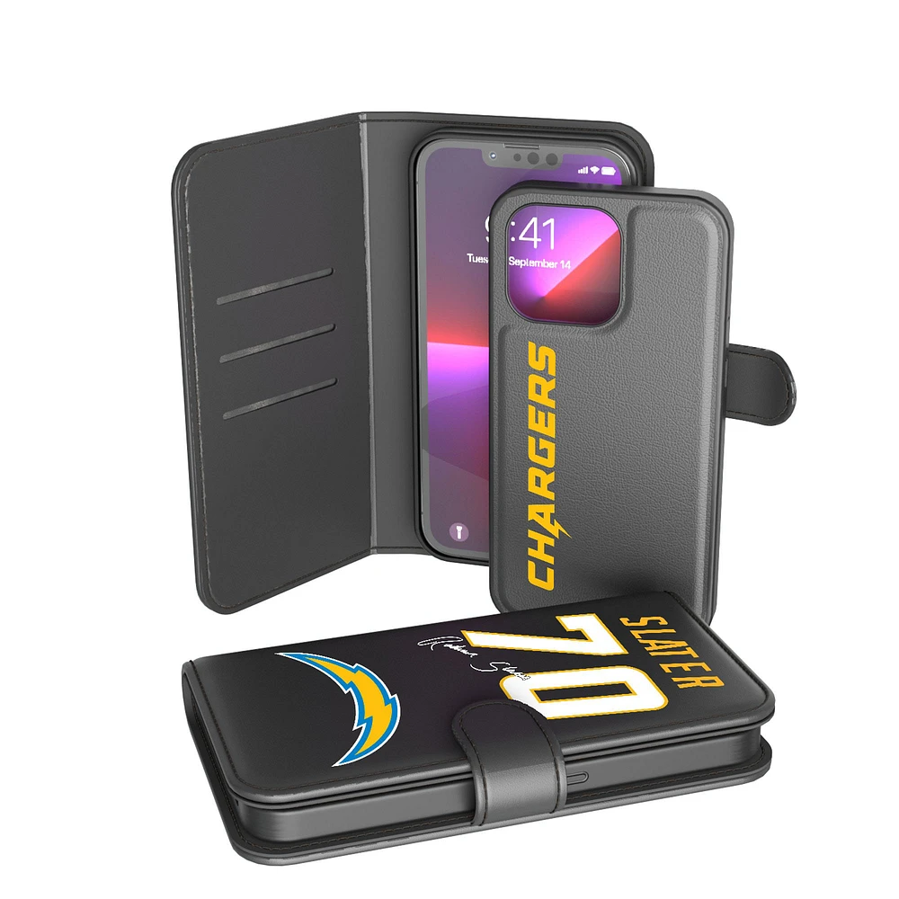 Keyscaper Rashawn Slater Black Los Angeles Chargers iPhone Wallet Case