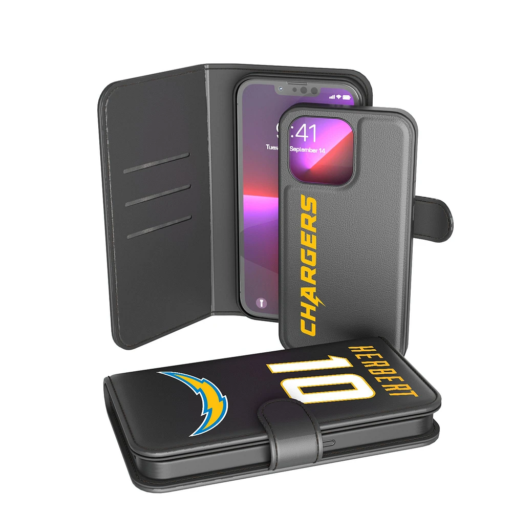 Keyscaper Justin Herbert Black Los Angeles Chargers iPhone Wallet Case